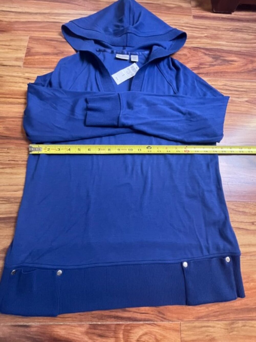 Zenergy by Chicos Women's Charlie Hooded Pullover Sweater, Blue, Size 1 - Picture 5 of 5
